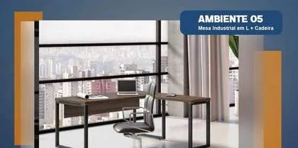 Ambiente 05: Mesa Industrial em L + Cadeira