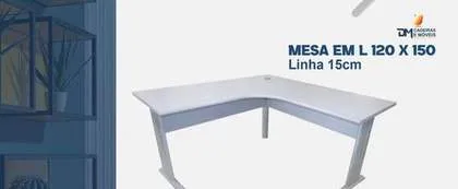 Mesa em L 120x150 Cromada