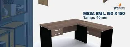 Mesa em L 150x150 Tampo 40mm